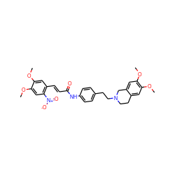 COc1cc(/C=C/C(=O)Nc2ccc(CCN3CCc4cc(OC)c(OC)cc4C3)cc2)c([N+](=O)[O-])cc1OC ZINC000044417121