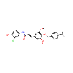 COc1cc(/C=C/C(=O)Nc2ccc(O)c(Cl)c2)cc(OC)c1OCc1ccc(C(C)C)cc1 ZINC000013439076