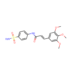 COc1cc(/C=C/C(=O)Nc2ccc(S(N)(=O)=O)cc2)cc(OC)c1OC ZINC000001929721