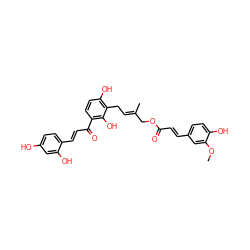 COc1cc(/C=C/C(=O)OC/C(C)=C/Cc2c(O)ccc(C(=O)/C=C/c3ccc(O)cc3O)c2O)ccc1O ZINC000044387426