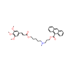 COc1cc(/C=C/C(=O)OCCCCCN(C)CCCOC(=O)c2c3ccccc3cc3ccccc23)cc(OC)c1OC ZINC000299825614