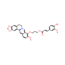 COc1cc(/C=C/C(=O)OCCCOc2c(OC)ccc3cc4[n+](cc23)CCc2cc3c(cc2-4)OCO3)ccc1O ZINC000073292132