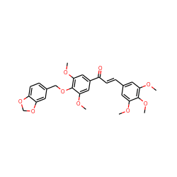 COc1cc(/C=C/C(=O)c2cc(OC)c(OCc3ccc4c(c3)OCO4)c(OC)c2)cc(OC)c1OC ZINC000029321254
