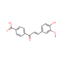 COc1cc(/C=C/C(=O)c2ccc(C(=O)O)cc2)ccc1O ZINC000831975557