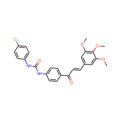 COc1cc(/C=C/C(=O)c2ccc(NC(=O)Nc3ccc(Cl)cc3)cc2)cc(OC)c1OC ZINC000013644518