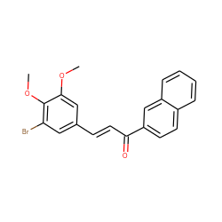 COc1cc(/C=C/C(=O)c2ccc3ccccc3c2)cc(Br)c1OC ZINC000006580309