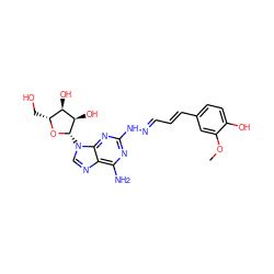 COc1cc(/C=C/C=N/Nc2nc(N)c3ncn([C@@H]4O[C@H](CO)[C@@H](O)[C@H]4O)c3n2)ccc1O ZINC000012405890