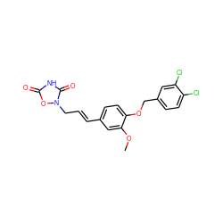 COc1cc(/C=C/Cn2oc(=O)[nH]c2=O)ccc1OCc1ccc(Cl)c(Cl)c1 ZINC000027102848