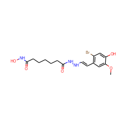 COc1cc(/C=C/NNC(=O)CCCCCC(=O)NO)c(Br)cc1O ZINC000042891612