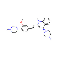 COc1cc(/C=C/c2cc(=[N+]3CCN(C)CC3)c3ccccc3n2C)ccc1N1CCN(C)CC1 ZINC001772615869