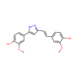 COc1cc(/C=C/c2cc(-c3ccc(O)c(OC)c3)[nH]n2)ccc1O ZINC000096915992