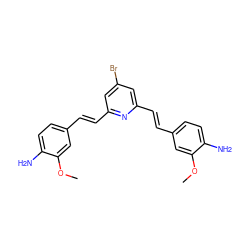 COc1cc(/C=C/c2cc(Br)cc(/C=C/c3ccc(N)c(OC)c3)n2)ccc1N ZINC000028948998