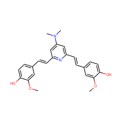 COc1cc(/C=C/c2cc(N(C)C)cc(/C=C/c3ccc(O)c(OC)c3)n2)ccc1O ZINC000028949010