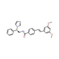 COc1cc(/C=C/c2ccc(C(=O)NC[C@@H](c3ccccc3)n3ccnc3)cc2)cc(OC)c1 ZINC000299833738