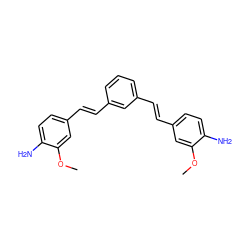 COc1cc(/C=C/c2cccc(/C=C/c3ccc(N)c(OC)c3)c2)ccc1N ZINC000028949012