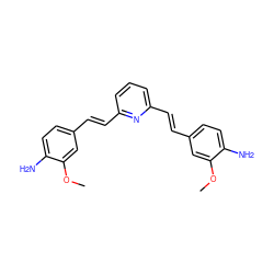 COc1cc(/C=C/c2cccc(/C=C/c3ccc(N)c(OC)c3)n2)ccc1N ZINC000028948986