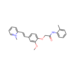 COc1cc(/C=C/c2cccc[n+]2C)ccc1OCC(=O)Nc1ccccc1C ZINC000005002331