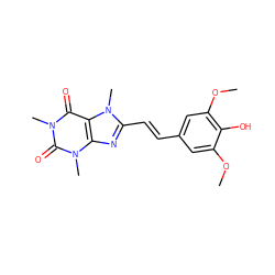 COc1cc(/C=C/c2nc3c(c(=O)n(C)c(=O)n3C)n2C)cc(OC)c1O ZINC000013826972