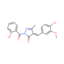 COc1cc(/C=C2/C(=O)N(C(=O)c3ccccc3O)N=C2C)ccc1O ZINC000005842720