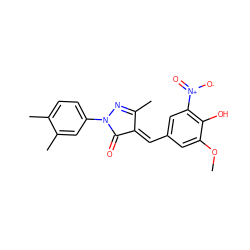 COc1cc(/C=C2/C(=O)N(c3ccc(C)c(C)c3)N=C2C)cc([N+](=O)[O-])c1O ZINC000036143498