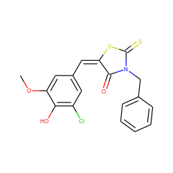 COc1cc(/C=C2/SC(=S)N(Cc3ccccc3)C2=O)cc(Cl)c1O ZINC000001177531