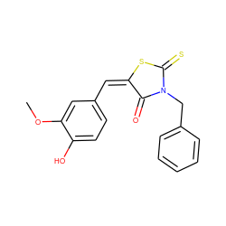 COc1cc(/C=C2/SC(=S)N(Cc3ccccc3)C2=O)ccc1O ZINC000001233139