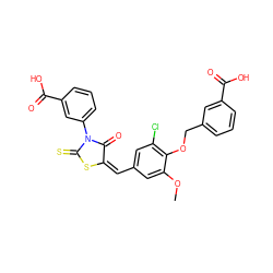 COc1cc(/C=C2/SC(=S)N(c3cccc(C(=O)O)c3)C2=O)cc(Cl)c1OCc1cccc(C(=O)O)c1 ZINC000066129120