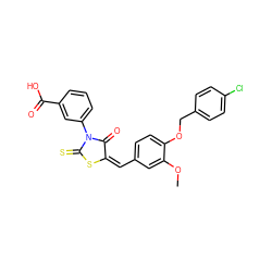 COc1cc(/C=C2/SC(=S)N(c3cccc(C(=O)O)c3)C2=O)ccc1OCc1ccc(Cl)cc1 ZINC000009305613