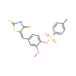 COc1cc(/C=C2/SC(=S)NC2=O)ccc1OS(=O)(=O)c1ccc(C)cc1 ZINC000002949955