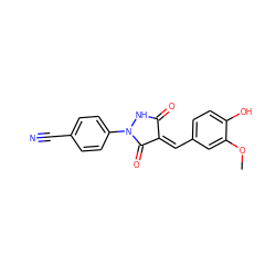 COc1cc(/C=C2\C(=O)NN(c3ccc(C#N)cc3)C2=O)ccc1O ZINC000040976061