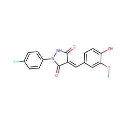 COc1cc(/C=C2\C(=O)NN(c3ccc(F)cc3)C2=O)ccc1O ZINC000000368322