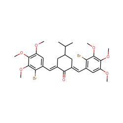 COc1cc(/C=C2\CC(C(C)C)C/C(=C\c3cc(OC)c(OC)c(OC)c3Br)C2=O)c(Br)c(OC)c1OC ZINC000653737392