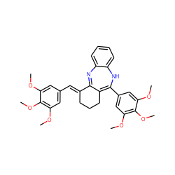 COc1cc(/C=C2\CCCC3=C(c4cc(OC)c(OC)c(OC)c4)Nc4ccccc4N=C32)cc(OC)c1OC ZINC000103270118