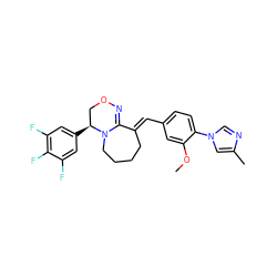 COc1cc(/C=C2\CCCCN3C2=NOC[C@@H]3c2cc(F)c(F)c(F)c2)ccc1-n1cnc(C)c1 ZINC000095593038