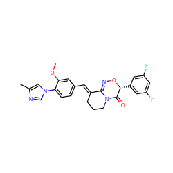 COc1cc(/C=C2\CCCN3C(=O)[C@@H](c4cc(F)cc(F)c4)ON=C23)ccc1-n1cnc(C)c1 ZINC000095573290