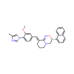 COc1cc(/C=C2\CCCN3C[C@@H](c4cccc5ccccc45)ON=C23)ccc1-n1cnc(C)c1 ZINC000095579140