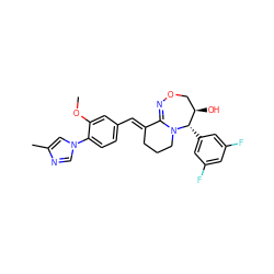 COc1cc(/C=C2\CCCN3C2=NOC[C@@H](O)[C@@H]3c2cc(F)cc(F)c2)ccc1-n1cnc(C)c1 ZINC000068205880
