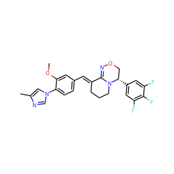 COc1cc(/C=C2\CCCN3C2=NOC[C@@H]3c2cc(F)c(F)c(F)c2)ccc1-n1cnc(C)c1 ZINC000068205925