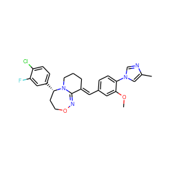 COc1cc(/C=C2\CCCN3C2=NOCC[C@@H]3c2ccc(Cl)c(F)c2)ccc1-n1cnc(C)c1 ZINC000095596536