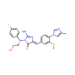 COc1cc(/C=C2\N=C(N)N([C@H](CCO)c3ccc(F)cc3)C2=O)ccc1-n1cnc(C)c1 ZINC000058576253