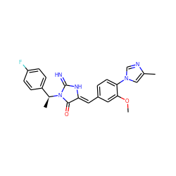 COc1cc(/C=C2\NC(=N)N([C@@H](C)c3ccc(F)cc3)C2=O)ccc1-n1cnc(C)c1 ZINC000058582172