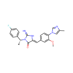 COc1cc(/C=C2\NC(=N)N([C@H](C)c3ccc(F)cc3)C2=O)ccc1-n1cnc(C)c1 ZINC000058591601