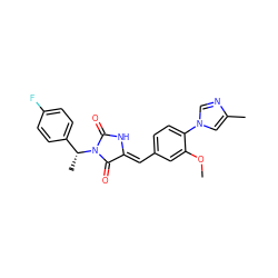 COc1cc(/C=C2\NC(=O)N([C@H](C)c3ccc(F)cc3)C2=O)ccc1-n1cnc(C)c1 ZINC000102142032