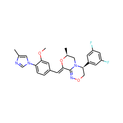 COc1cc(/C=C2\O[C@@H](C)CN3C2=NOC[C@@H]3c2cc(F)cc(F)c2)ccc1-n1cnc(C)c1 ZINC000095572196