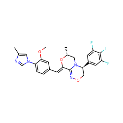 COc1cc(/C=C2\O[C@H](C)CN3C2=NOC[C@@H]3c2cc(F)c(F)c(F)c2)ccc1-n1cnc(C)c1 ZINC000068205919