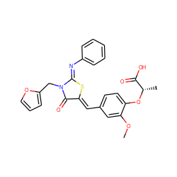 COc1cc(/C=C2\S/C(=N\c3ccccc3)N(Cc3ccco3)C2=O)ccc1O[C@@H](C)C(=O)O ZINC000008396046