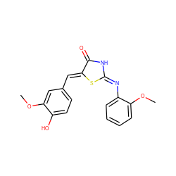 COc1cc(/C=C2\S/C(=N\c3ccccc3OC)NC2=O)ccc1O ZINC000004974015