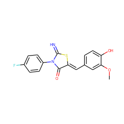 COc1cc(/C=C2\SC(=N)N(c3ccc(F)cc3)C2=O)ccc1O ZINC000003903056