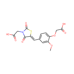 COc1cc(/C=C2\SC(=O)N(CC(=O)O)C2=O)ccc1OCC(=O)O ZINC000028822568