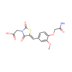 COc1cc(/C=C2\SC(=O)N(CC(=O)O)C2=O)ccc1OCC(N)=O ZINC000169341021